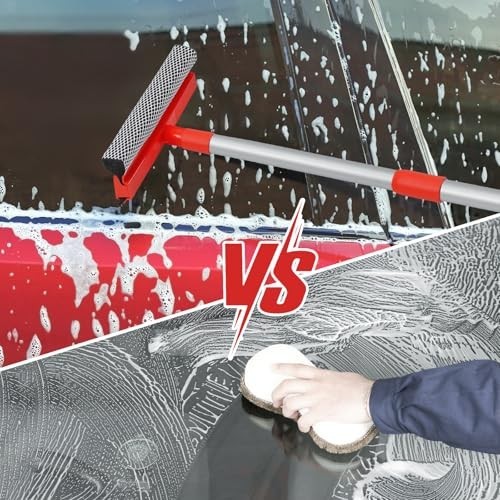 Windshield Cleaner Tool 2 in 1 Car Window Squeegee with Extendable Handle
