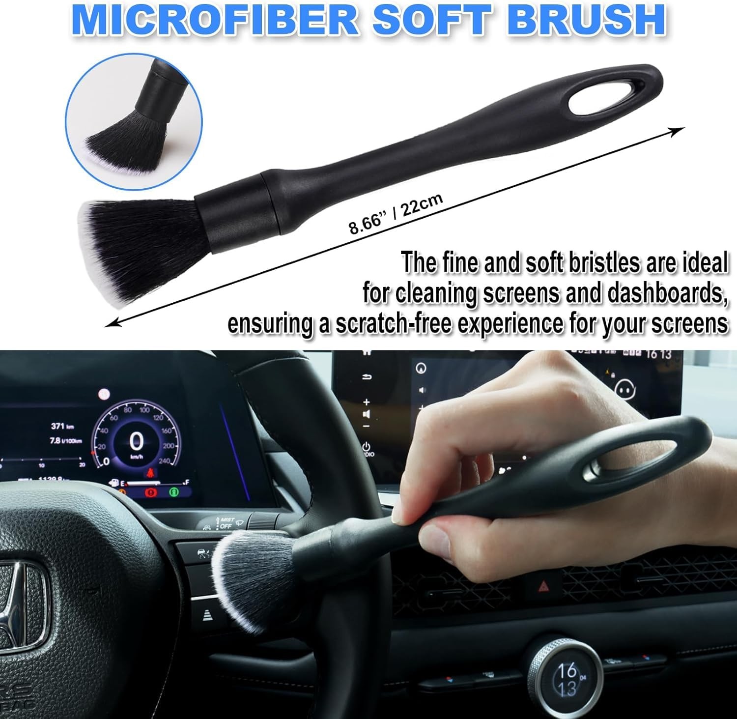 7PCS Car Detailing Brush Set, Ultra Soft Boars Hair Car Interior Detailing Br…