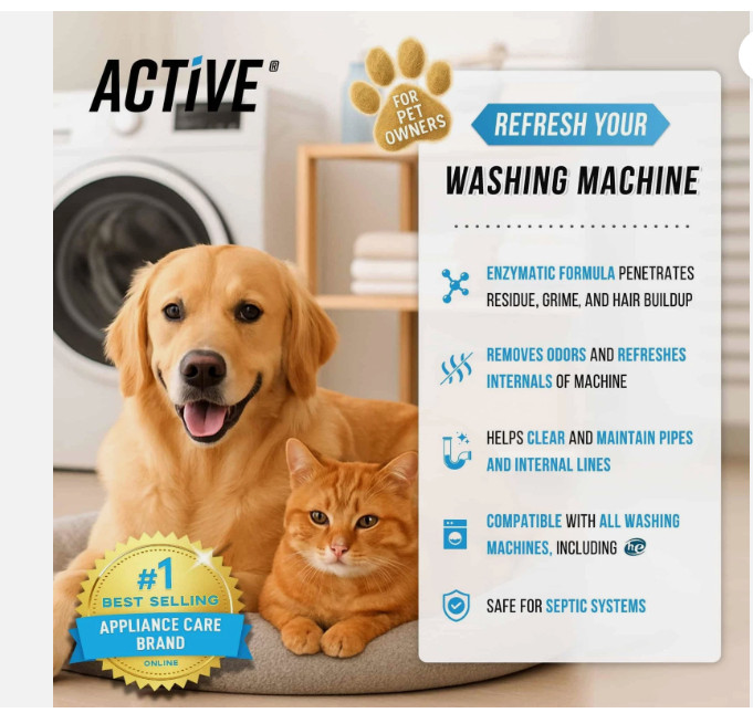 Active Enzymatic Washing Machine Cleaner for Pet Owners Deep Clean & Descale