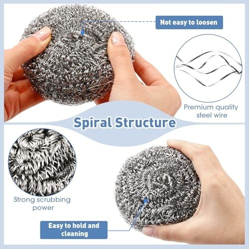 72 Pcs Stainless Steel Scrubber Set – Heavy Duty Steel Wool Scourers for Dishes,