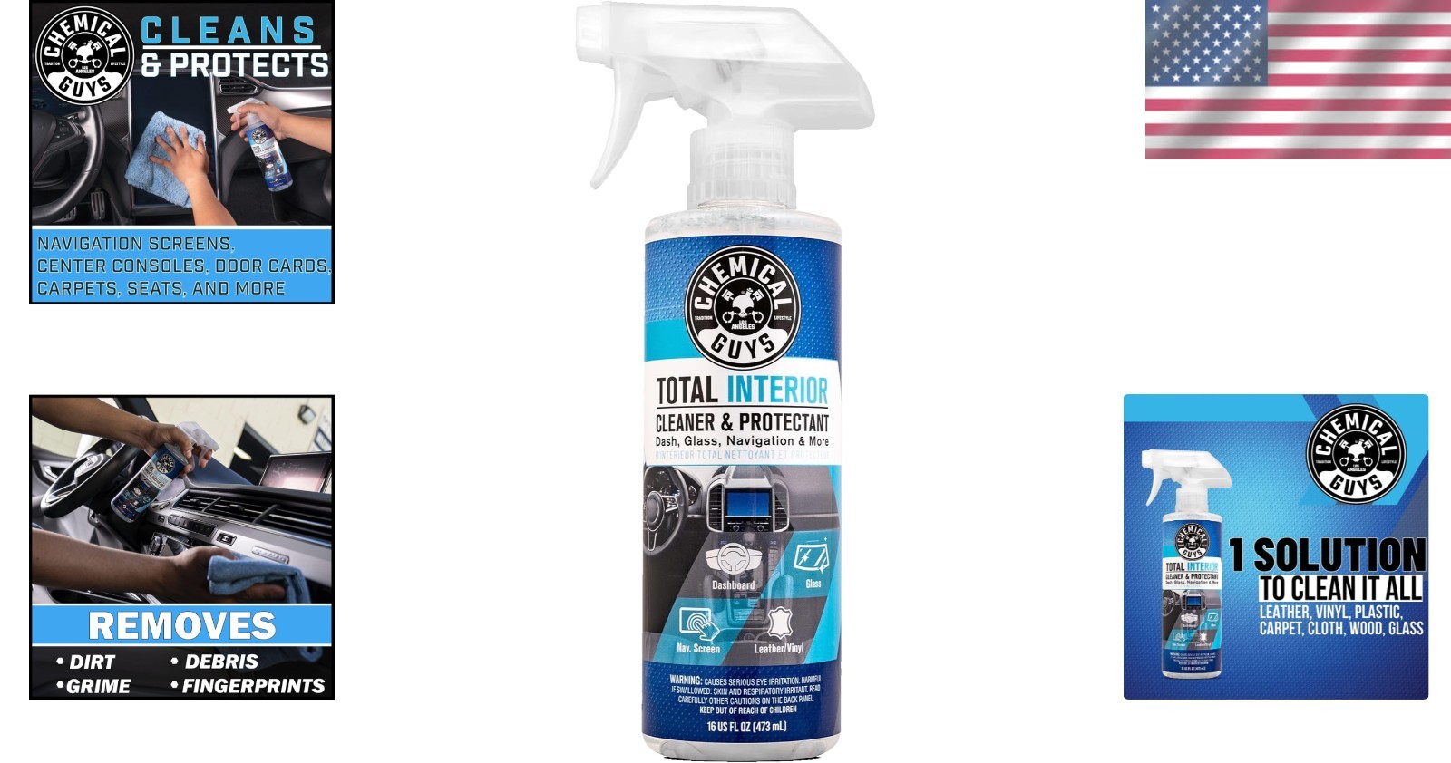 Total Indoor & Outdoor Cleaner – Protects Leather & Plastic, Streak-Free, 16 oz