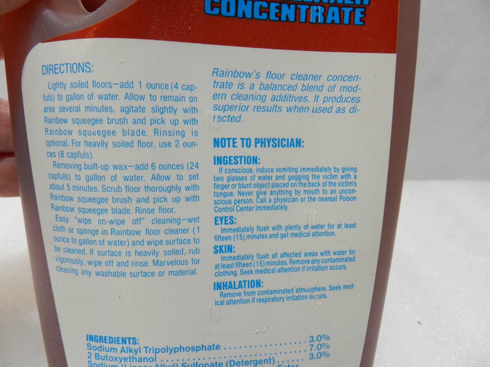Genuine Rainbow Vacuum Floor Cleaner Concentrate 32 Fl. Oz. SEALED (E17K)