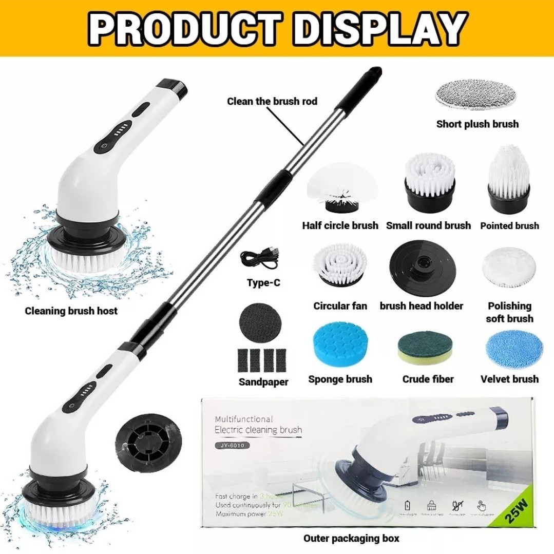 9-in-1 Electric Spin Scrubber Cordless Power Cleaning Brush Rechargeable used 1x