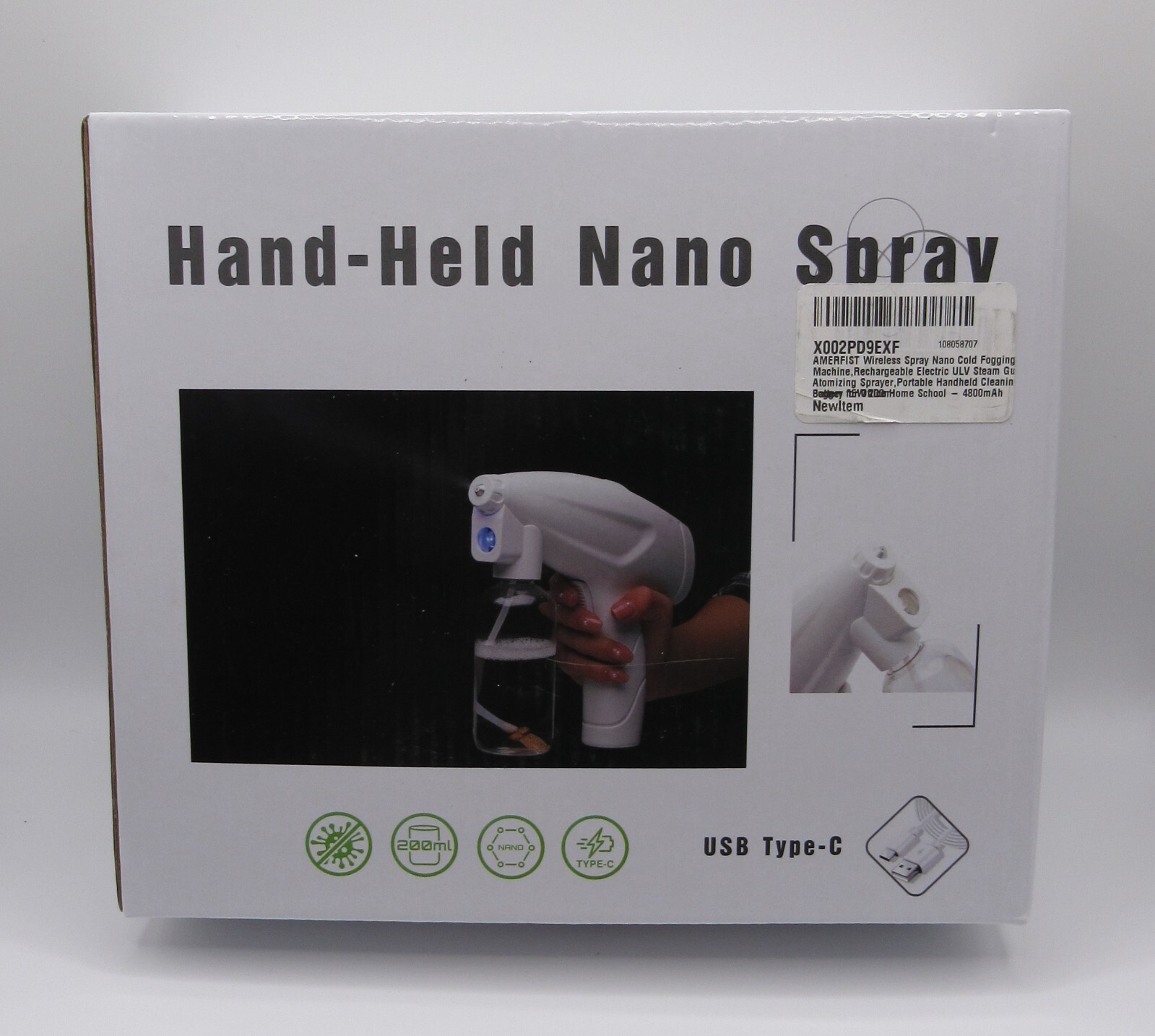 Blue Light Nano Steam Spray Gun Portable Wireless Touch Screen Handheld   #1025