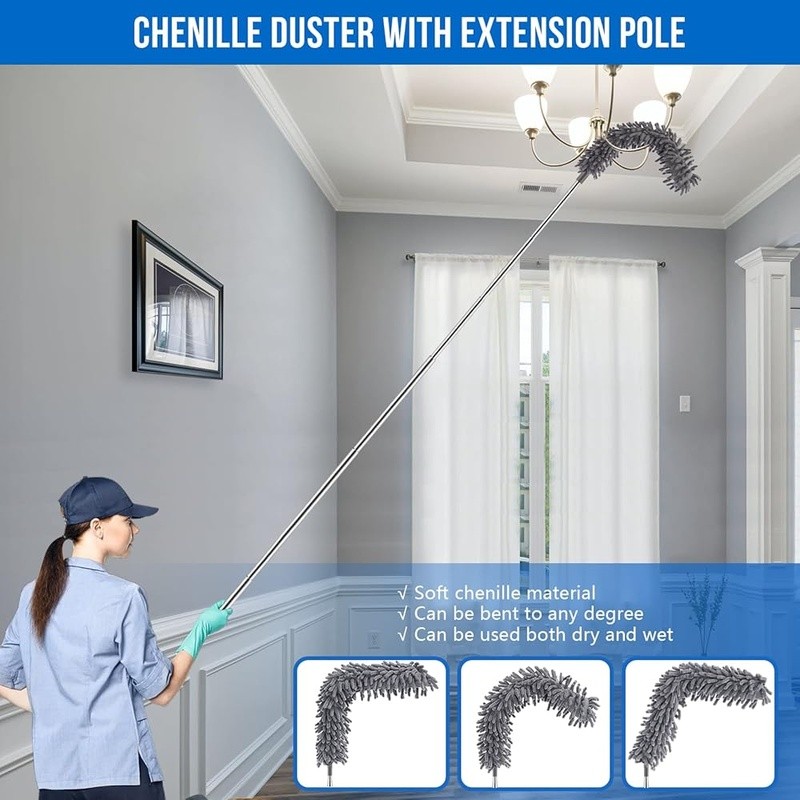Telescoping Microfiber Duster Kit 5-Pack Bendable High Reach Cleaning Tool Home