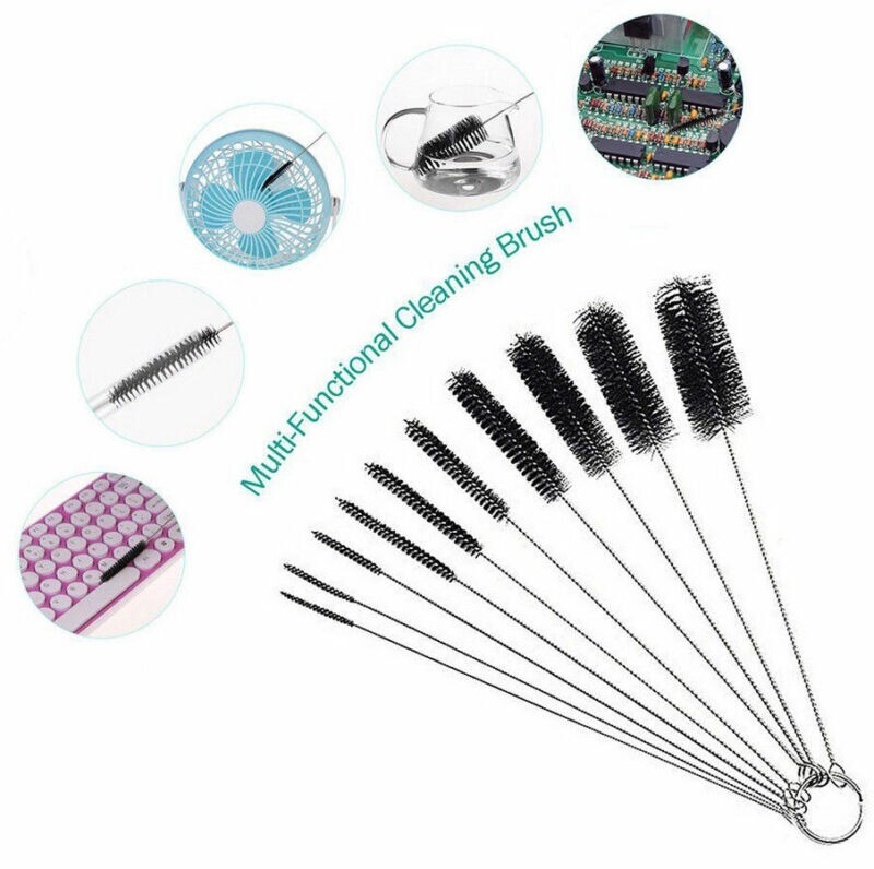 1PC Nylon Straw Brush Cleaner Bottle Tube Pipe Cup Kitchen Cleaning 10Pcs Set