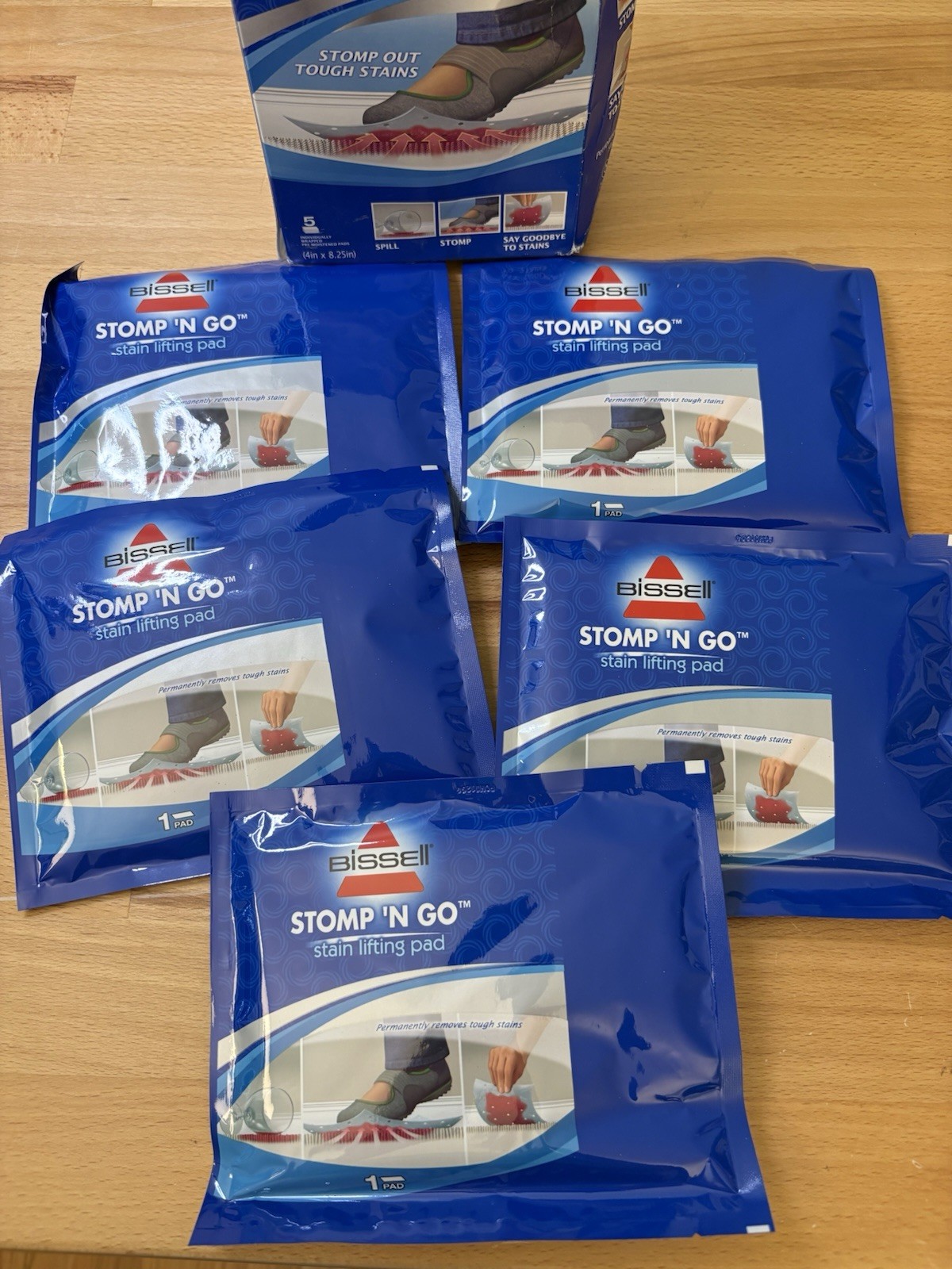 Bissell Stomp ‘N’ Go Stain Lifting Pads Pre-moistened 5 Total Pads NEW Open Box