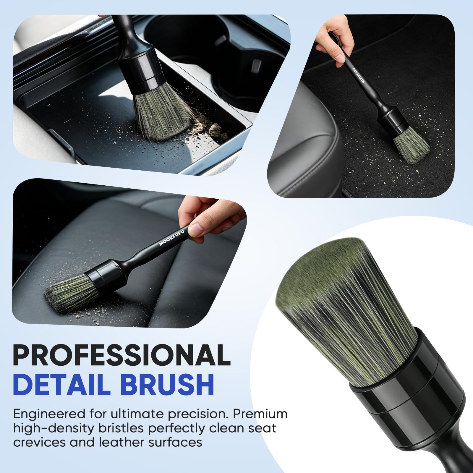 10PCS Car Detailing Brush, Ultra Soft Boars Hair Car Interior Exterior Detail…