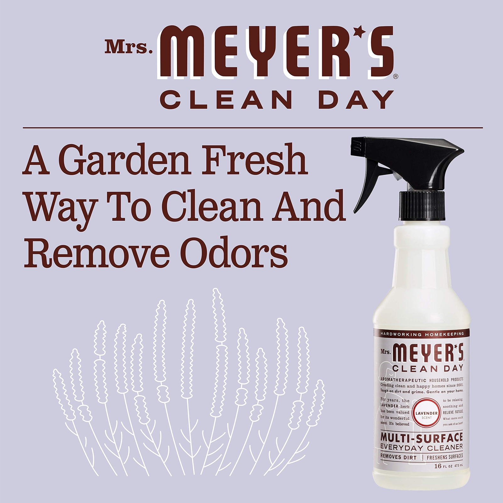 Mrs Meyers Clean Day Lavender Multi Surface Spray 16 Fl Oz Pack of 3
