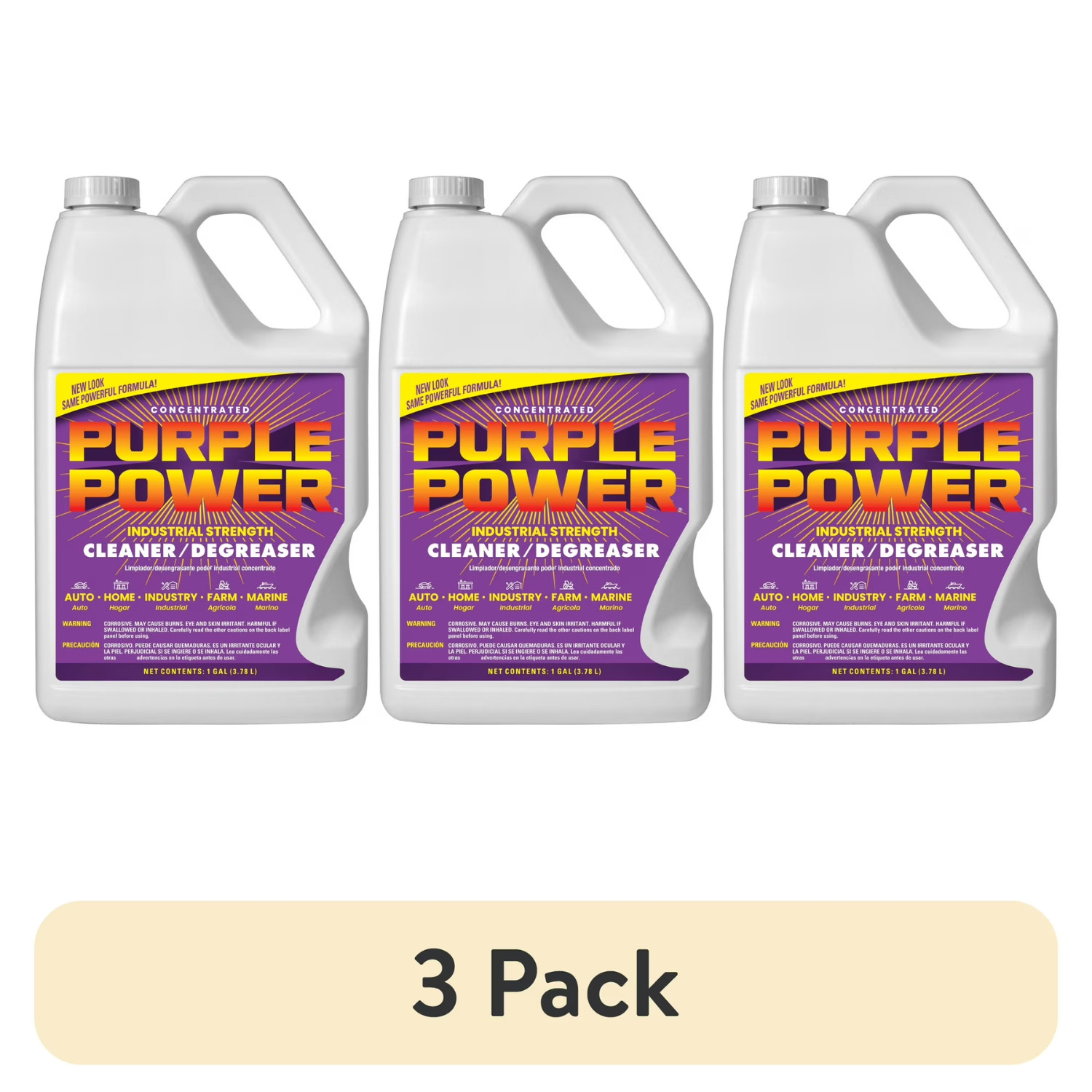 3 PACK Purple Power Industrial Strength Cleaner Degreaser, Multi-Surface, 1 Gal
