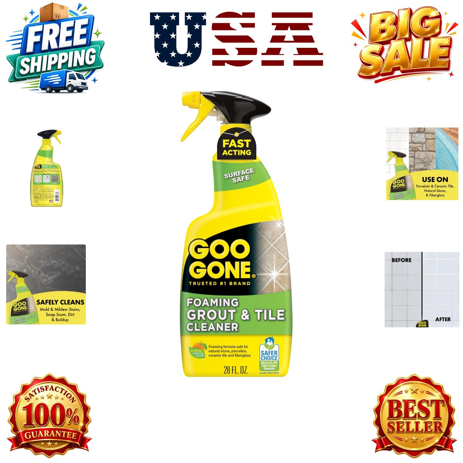 Grout & Tile Cleaner – 28 Ounce – Removes Tough Stains Dirt Caused By Mold Mi…