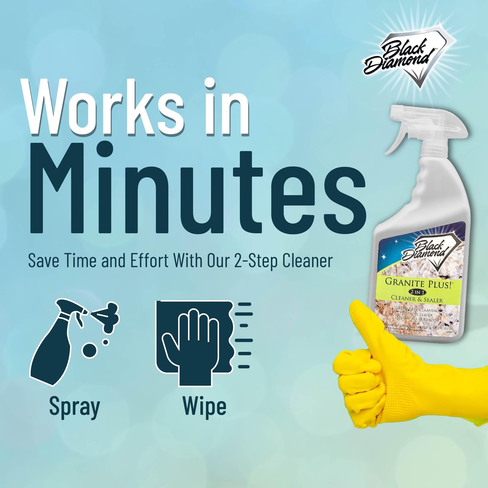 Granite Plus 2 in 1 Cleaner & Sealer for Granite Marble Travertine Ready to