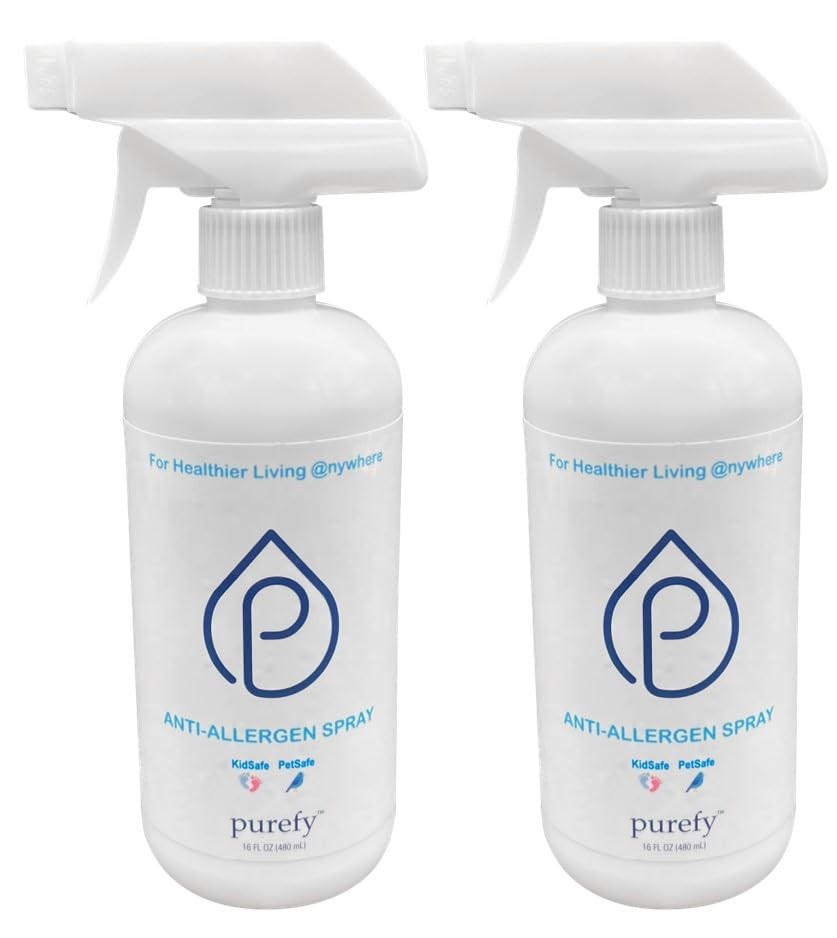 PUREFY Anti-Allergen Spray (16oz, 2pk), Hypoallergenic. Eliminate Inanimate A…