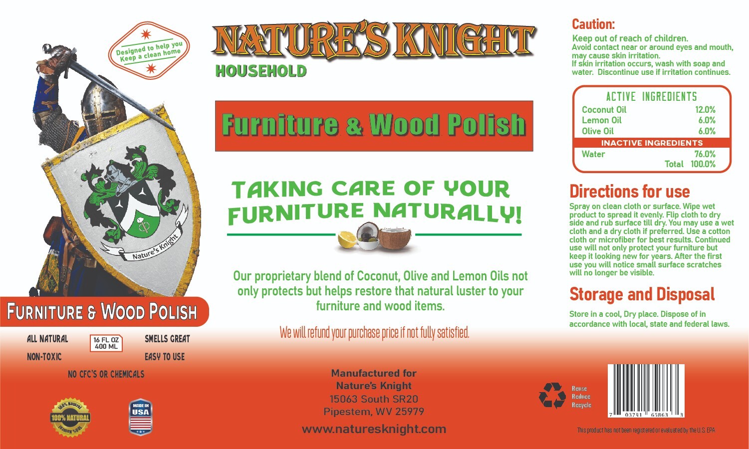 Furniture and Wood Polish cleans all surfaces, restores wood, shines