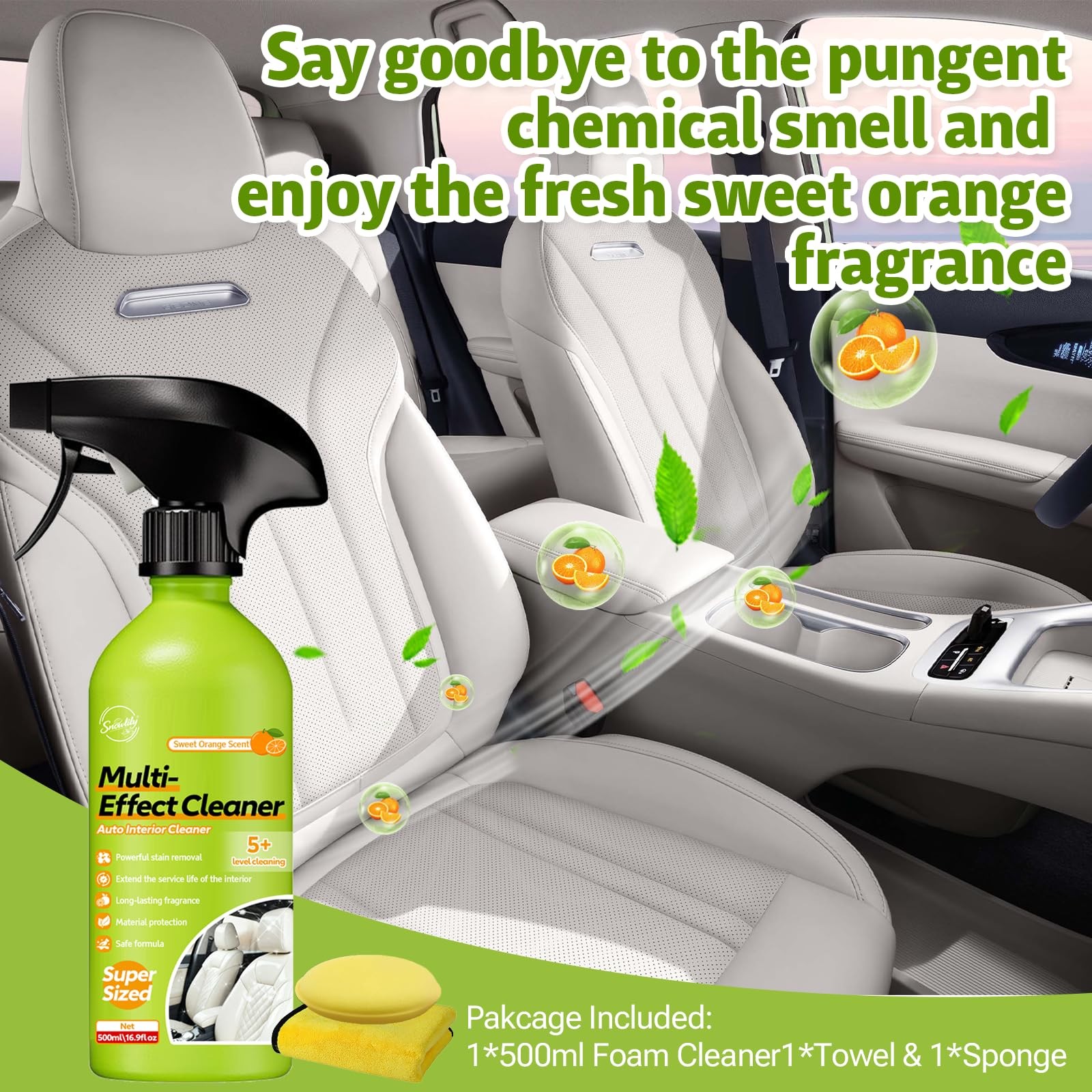 16.9 OZ 500ml Car Interior Polish Ceiling Foam Headliner Roof Fabric Cleaner