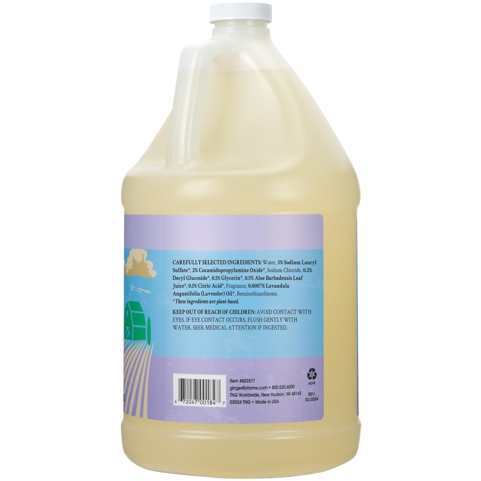 Ginger Lily Farms Lavender Chamomile Dish Soap 1 Gallon Refill