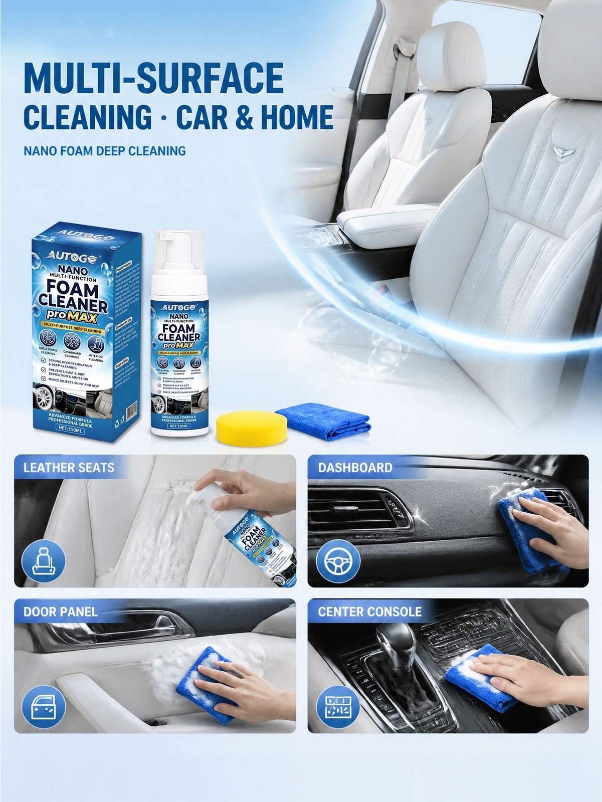 1~3x Nano Multi-Functional Foam Cleaner Pro Max,Car Interior Deep Cleaning Spray