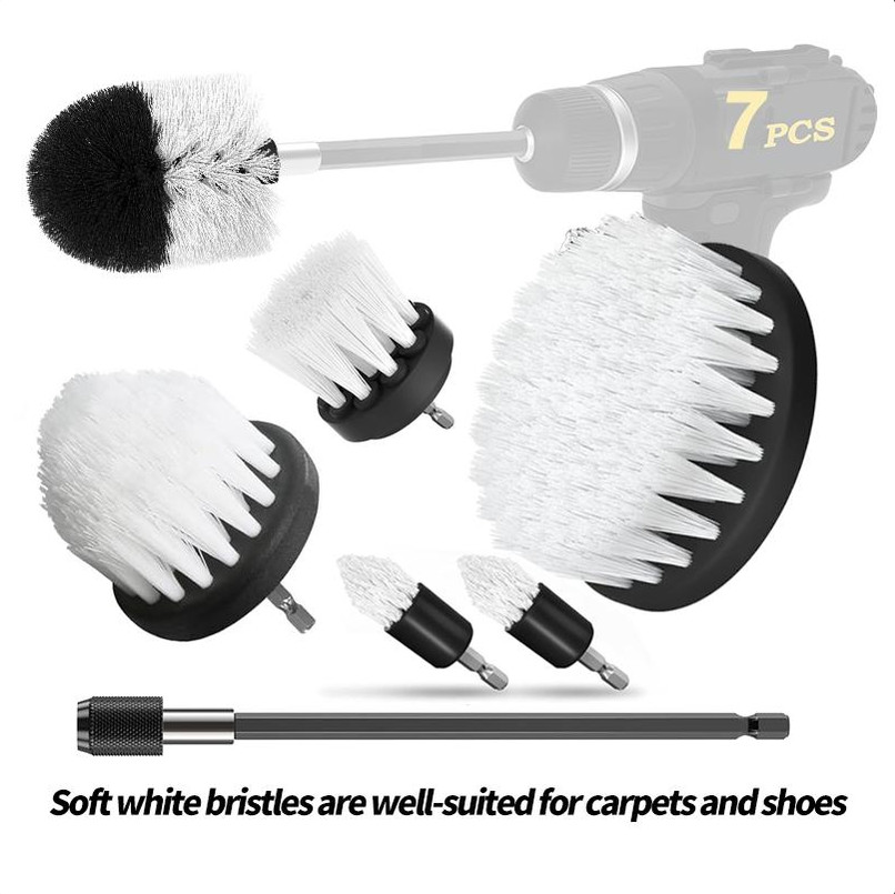 7Pack Drill Brush Attachment Set-Car Interior Detailing Kit，Power Scrubber Brush