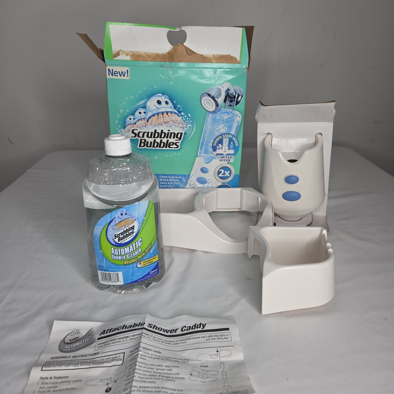 Scrubbing Bubbles Automatic Shower Cleaner Bathroom Booster Set Kit Damage Box