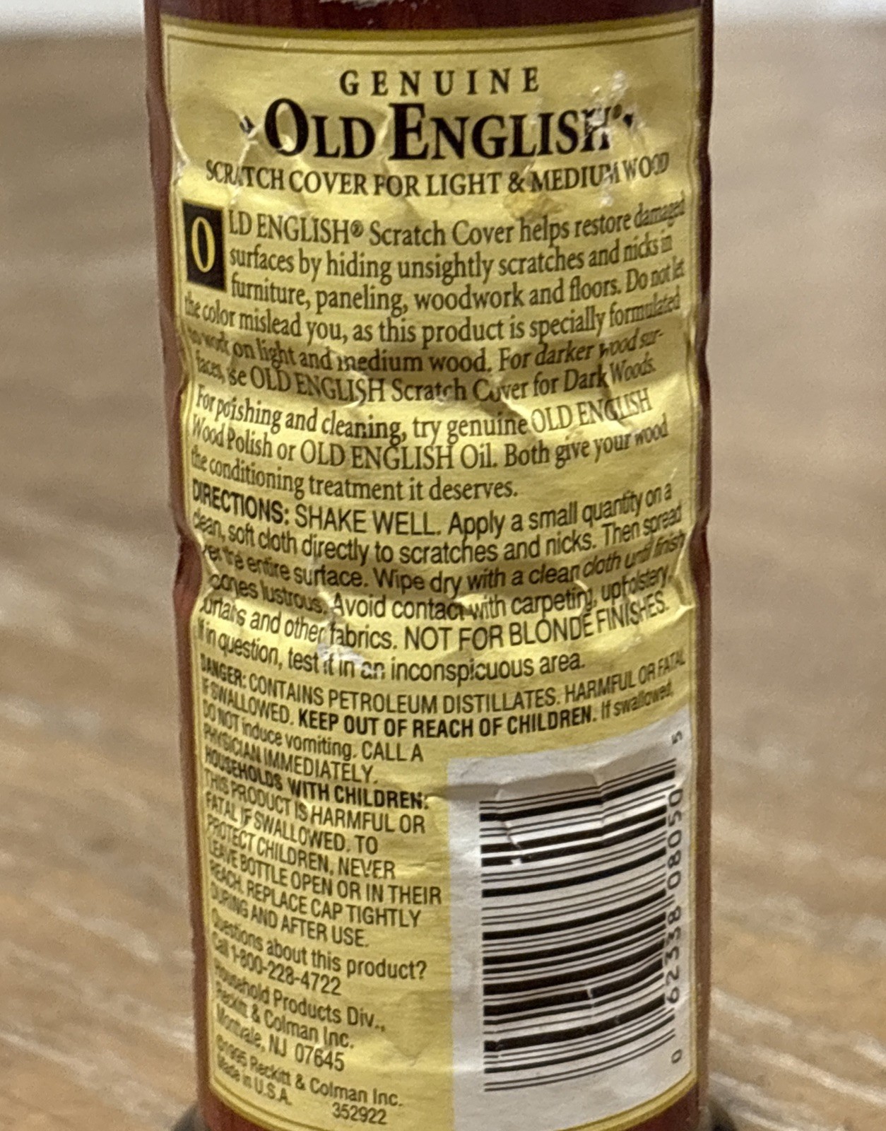 Old English Scratch Cover For Light Wood VTG 1995 80% Full