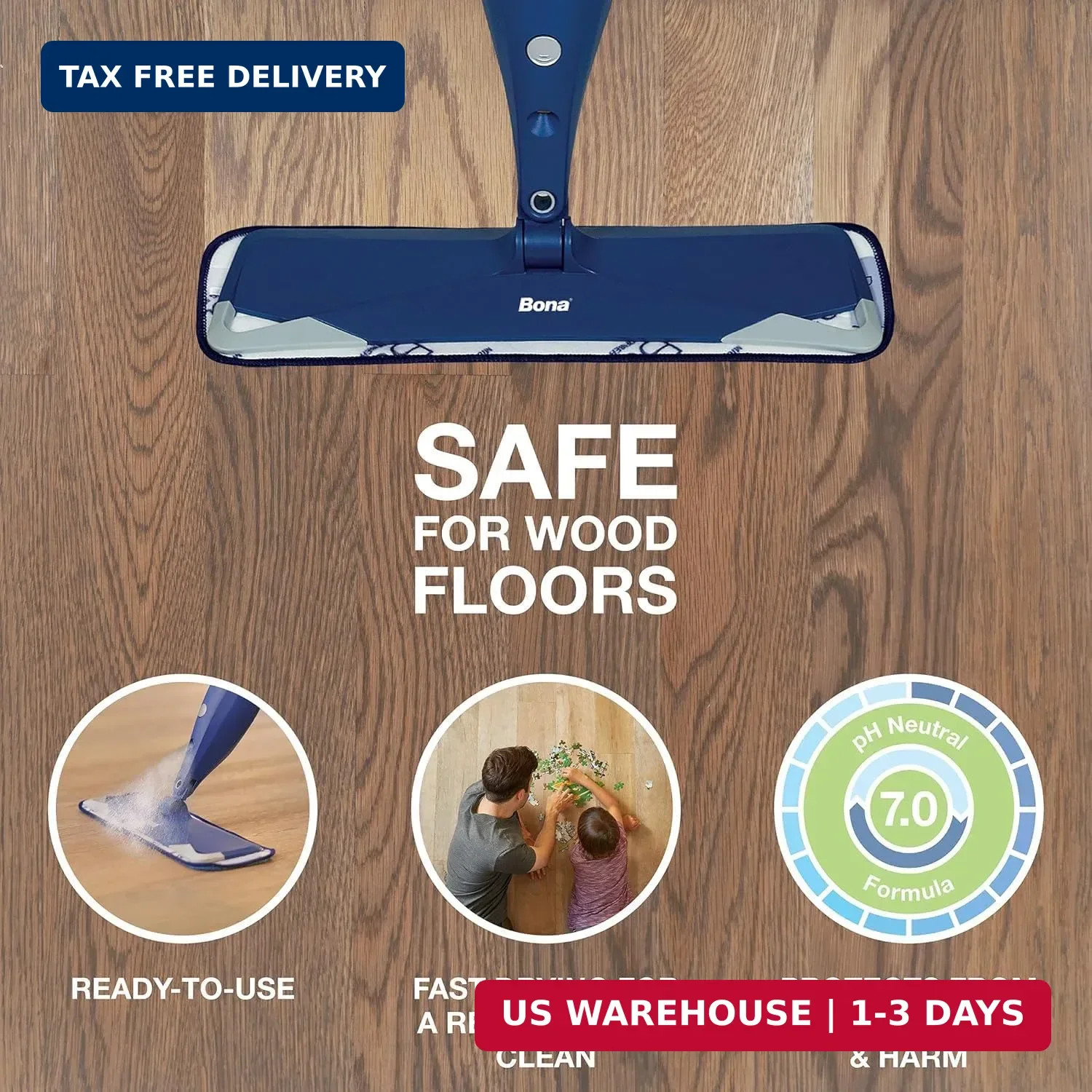 Hardwood Floor Cleaner Refill – 128 Fl Oz – Unscented – Refill for Spray Mops a