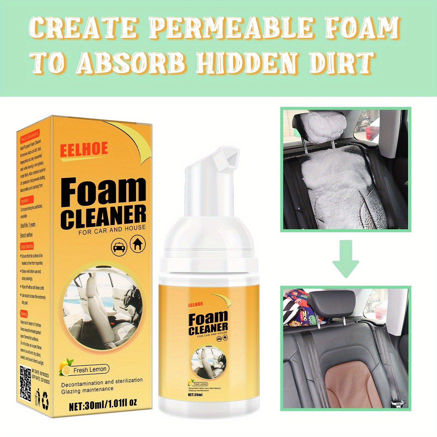 5-piece Powerful Foam Car Cleaner Multi-function Foam Cleaner