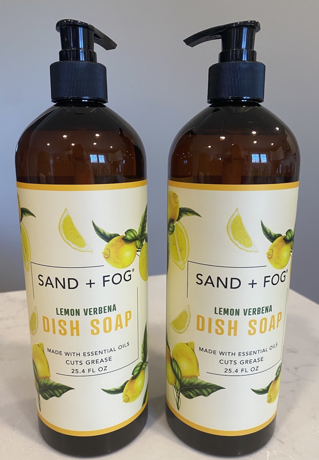 (2-Pack) SAND + FOG™ ~ LEMON VERBENA Scented Essential Oil DISH SOAP Cut Grease