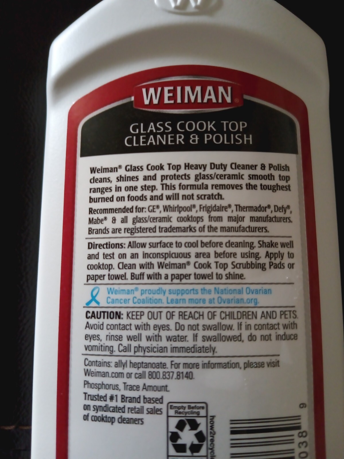Weiman Glass Cook Top Heavy Duty Cleaner & Polish 10 oz