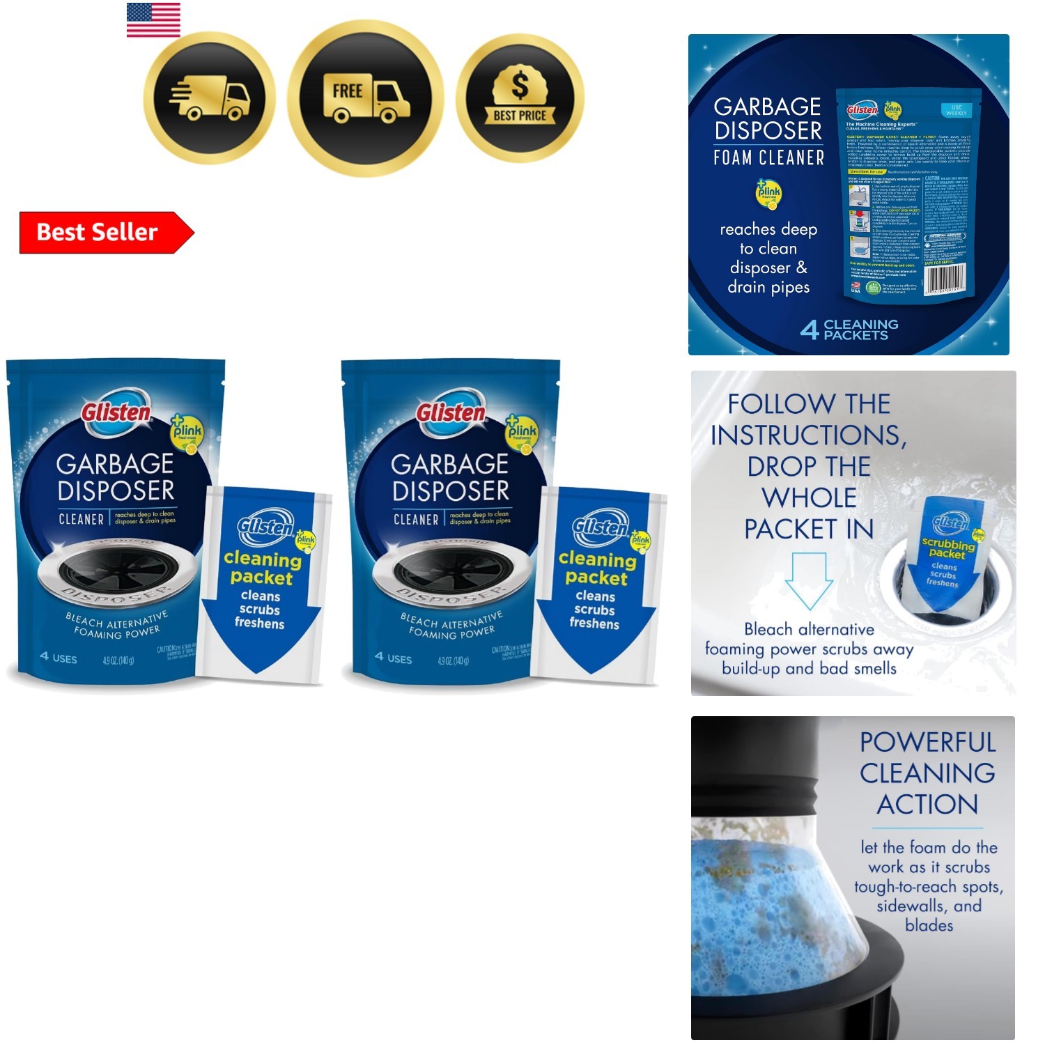 -2/PACK Garbage Disposer Foaming Cleaner, Lemon Scent, 2-Pack 8 Uses, 2 Pack,…