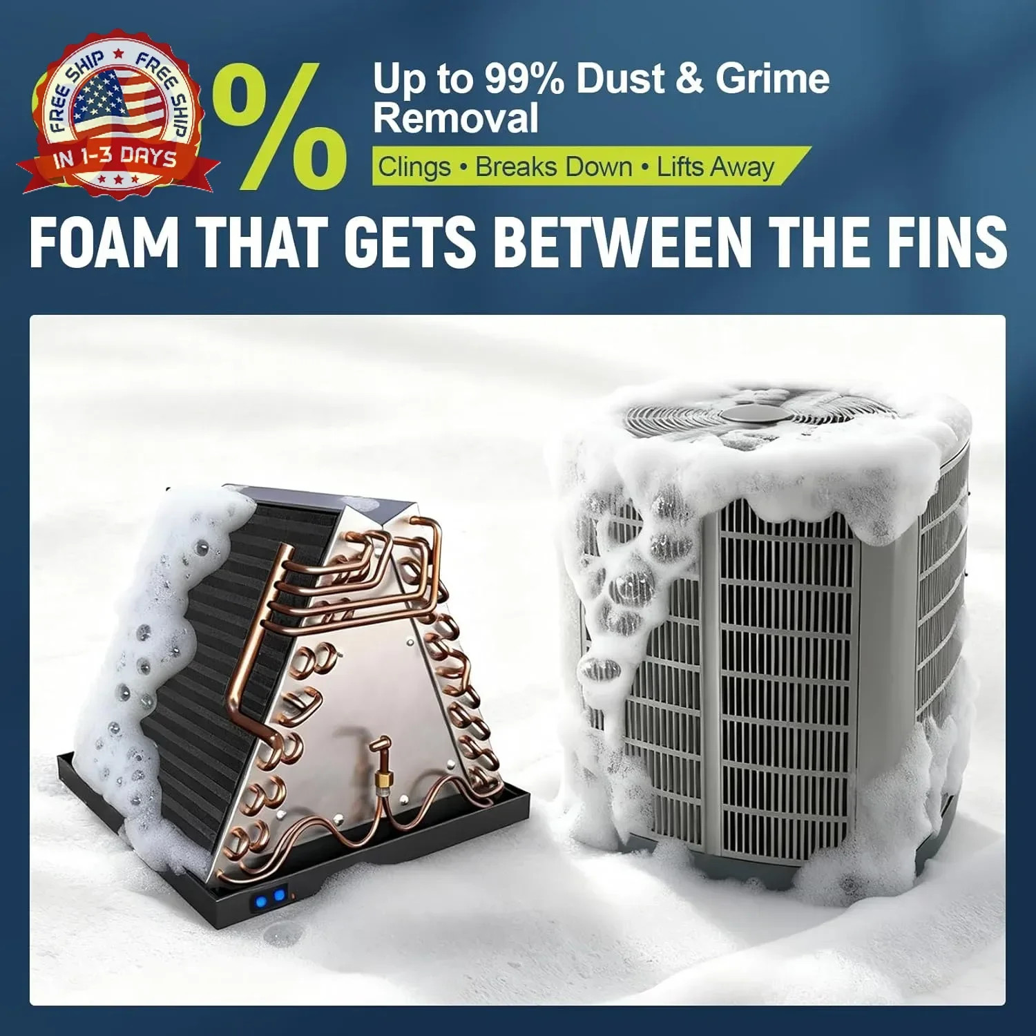 Heavy-Duty AC Coil Cleaner Foam Spray 19 oz No Rinse for Air Conditioner Mainten