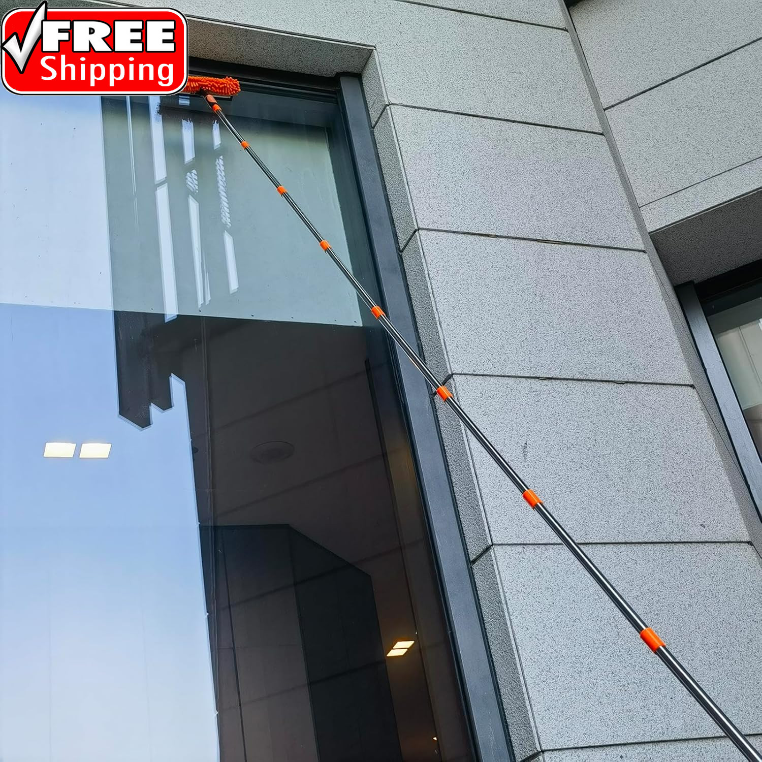 20+ Feet High Reach Dusting Kit with 3-14 Ft Extension Pole //2 in 1 Window Clea