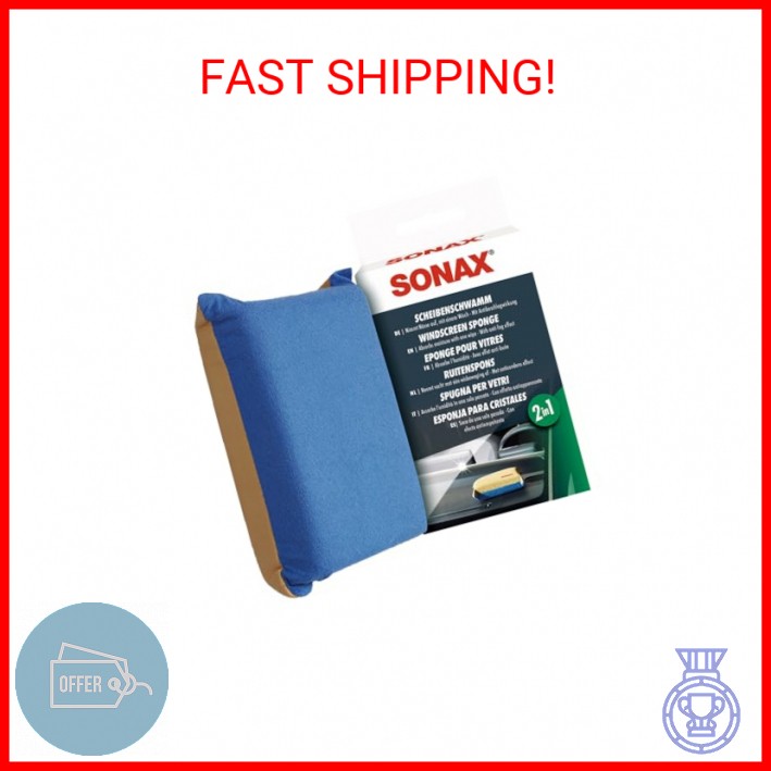 SONAX Windscreen Sponge 417100 | Dual Action Cleaning Sponge for Streak Free Gla