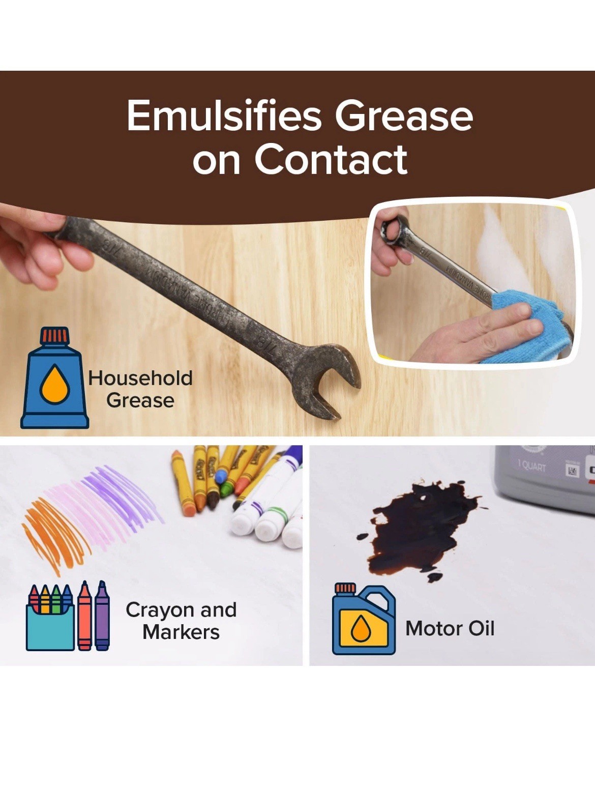 Bull Shot Grease by Horsepower Cleans Baked On Food Makers Crayons Oil Glue USA