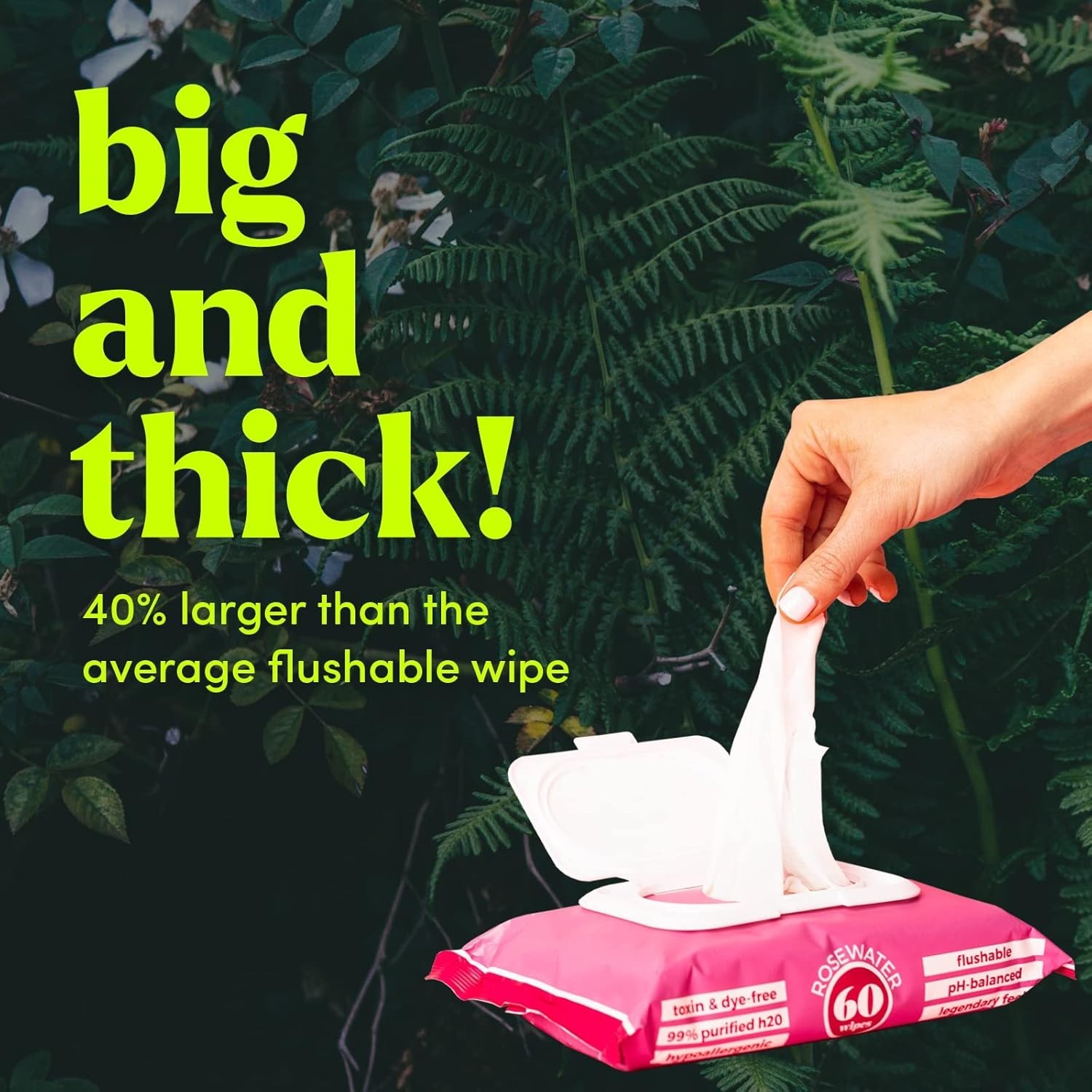 Gentle Aloe & Vitamin E Flushable Wipes – 60 Count Lavender-Scented for Hygiene