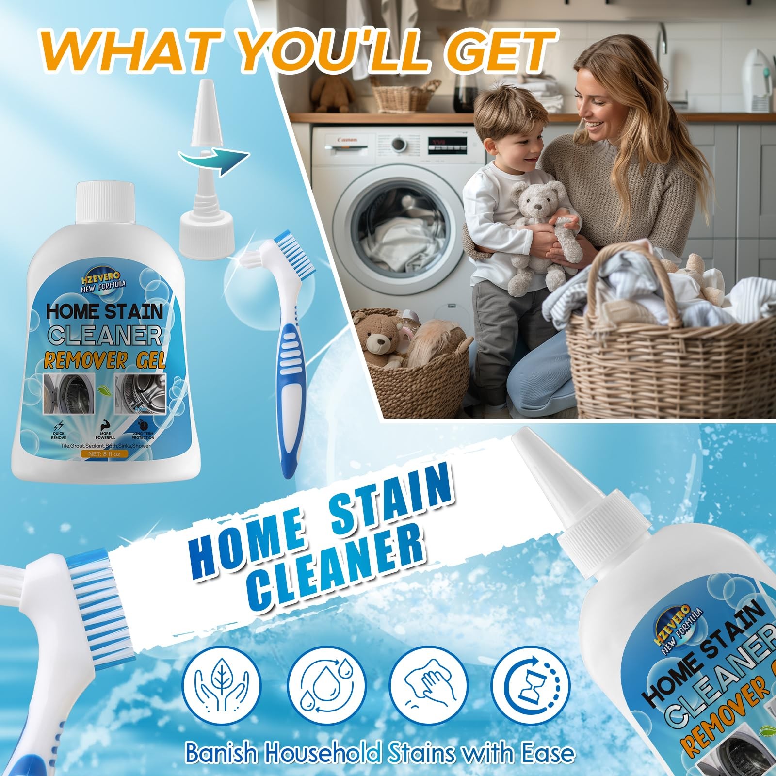 Mold Stain Remover Gel,Washing Machine Cleaner Front Load Washer Gasket Mold …