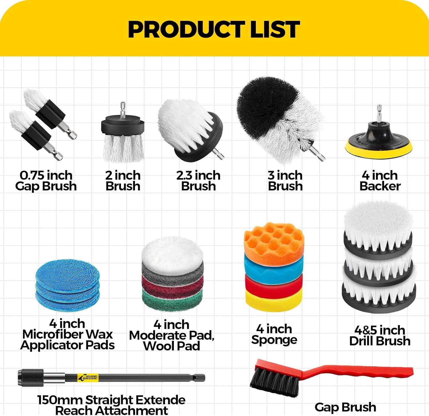 22Pack Drill Brush Attachments Set, Scrub Pads & Sponge, Buffing Pads, Power …