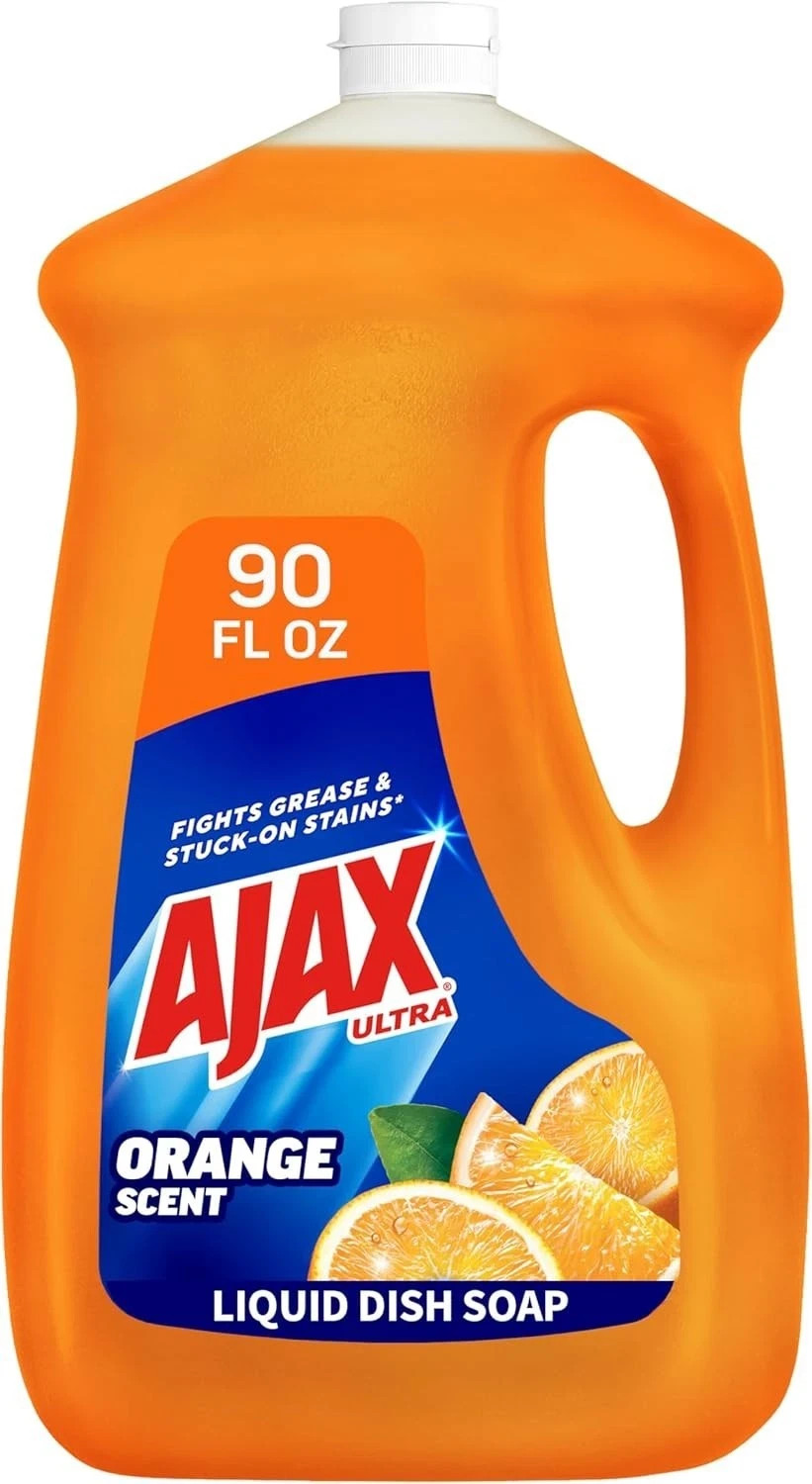 Ajax Ultra Triple Action Dishwashing Liquid Dish Soap, Orange, 90 Fluid Ounce