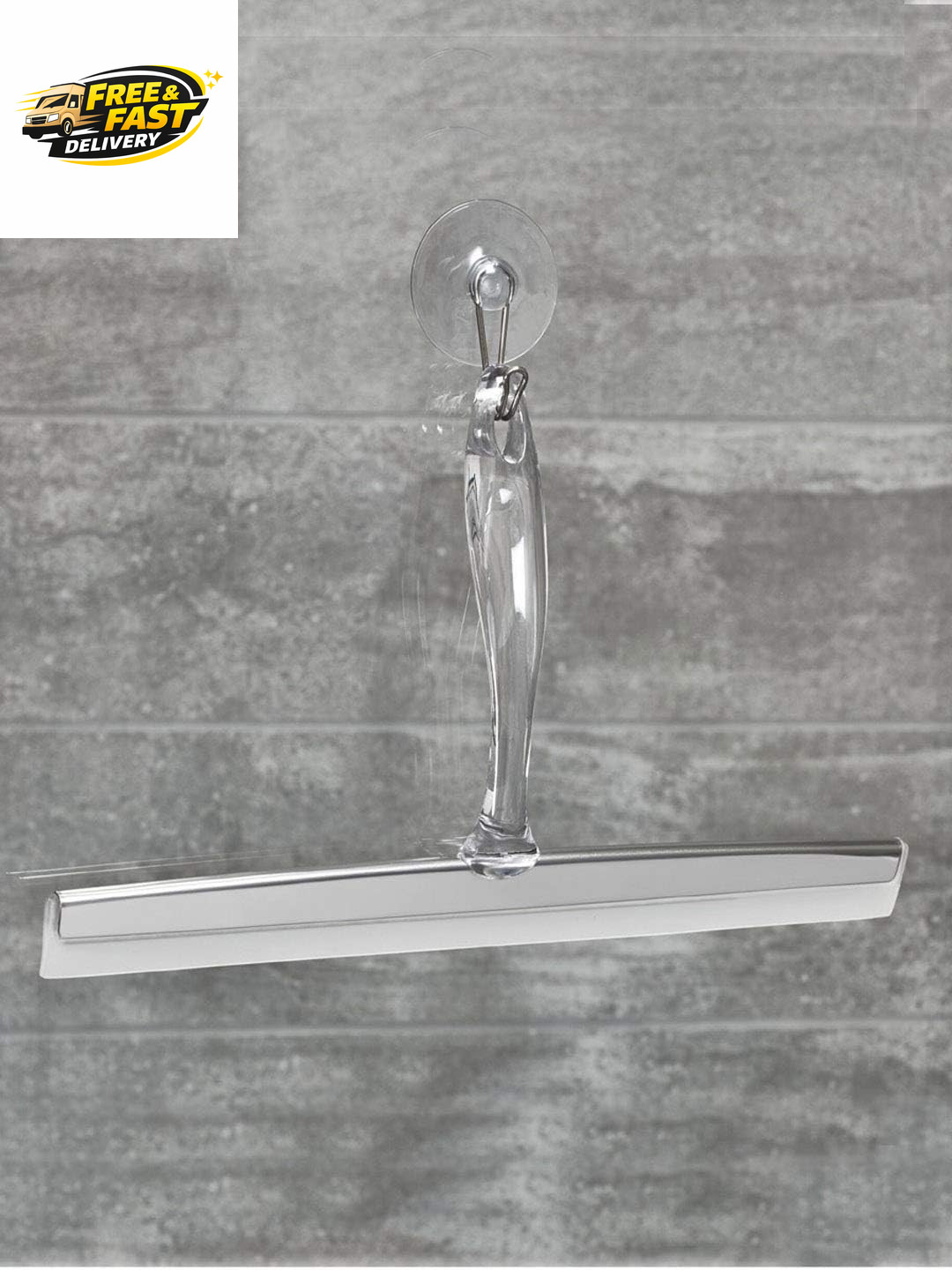 Idesign Zia Metal and Plastic Bathroom Squeegee for Shower, Glass Doors,