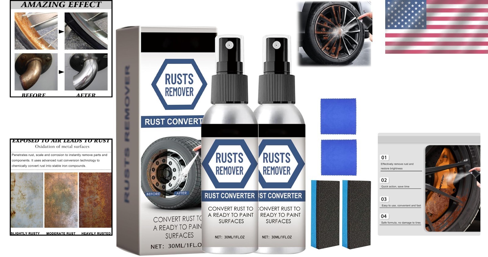 2PCS Nexa Rust Remover for Metal – Effortless Spray-On Solution for Corrosion