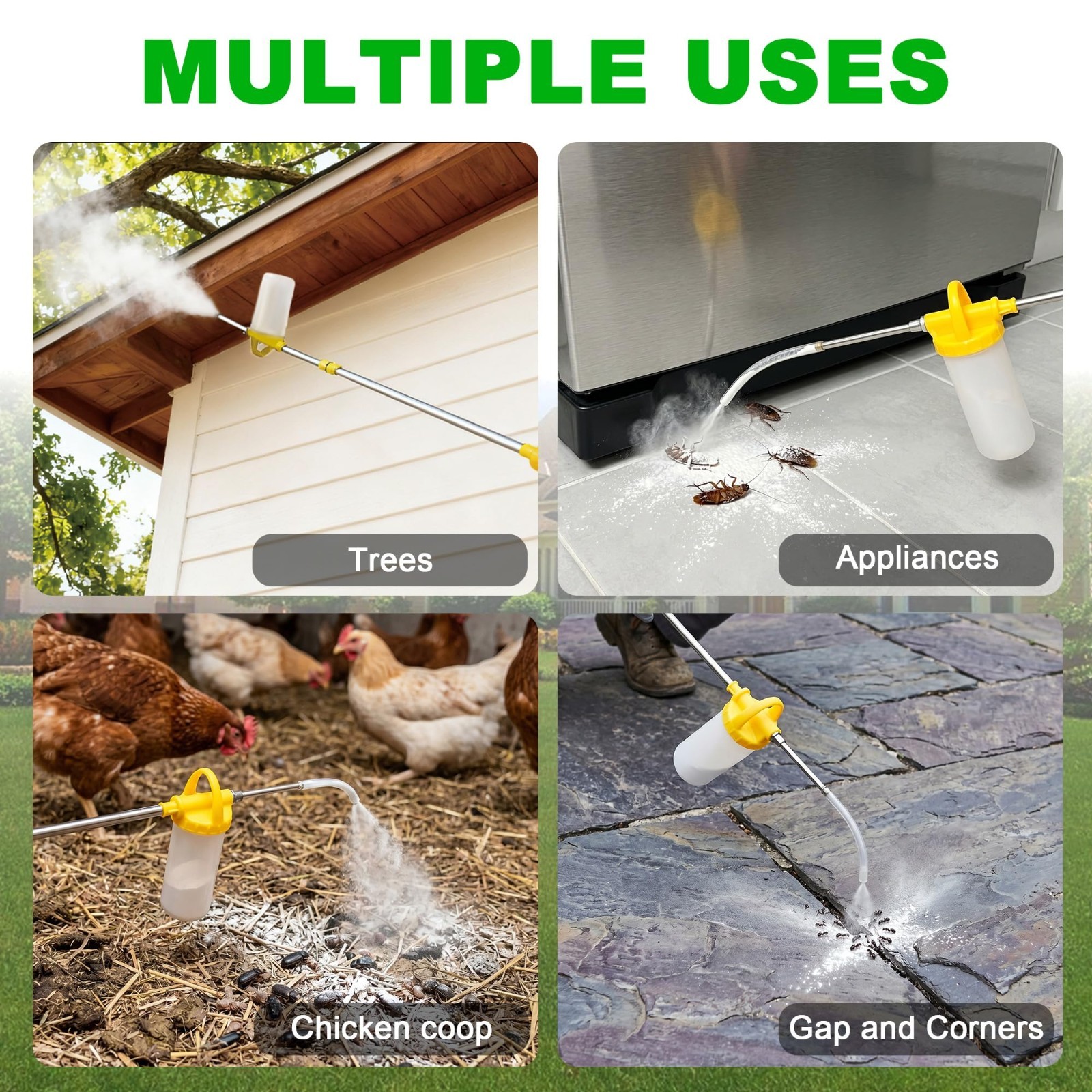 Diatomaceous Earth Duster & Powder Sprayer, 4FT Adjustable, Anti-Clog, Garden Us