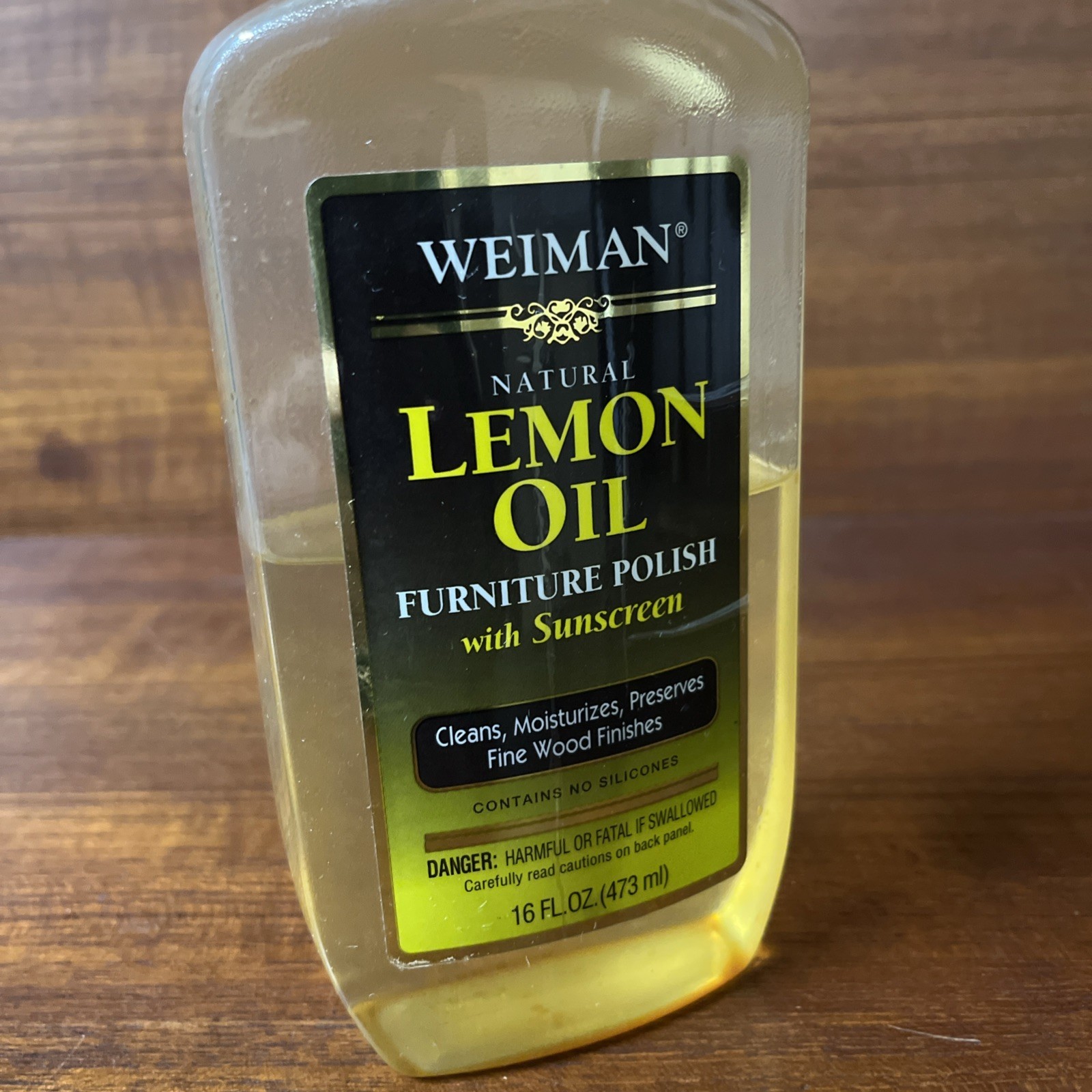 Weiman Natural Lemon Oil Furniture Wood Polish w/ Sunscreen 16 oz 50% Full