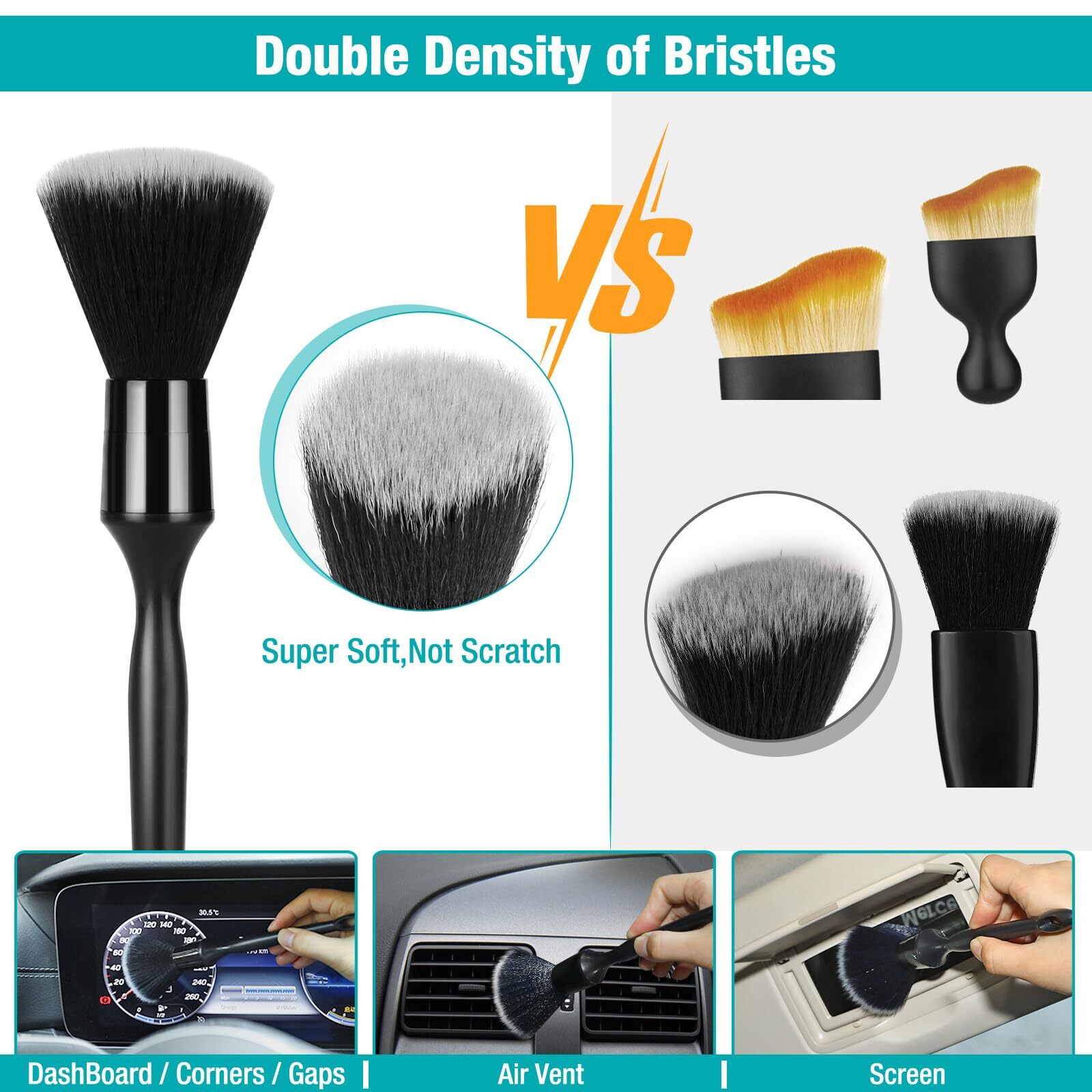 Car Interior Duster Detailing Cleaning Gel Brushes Kit Soft Dust Detail Crevice