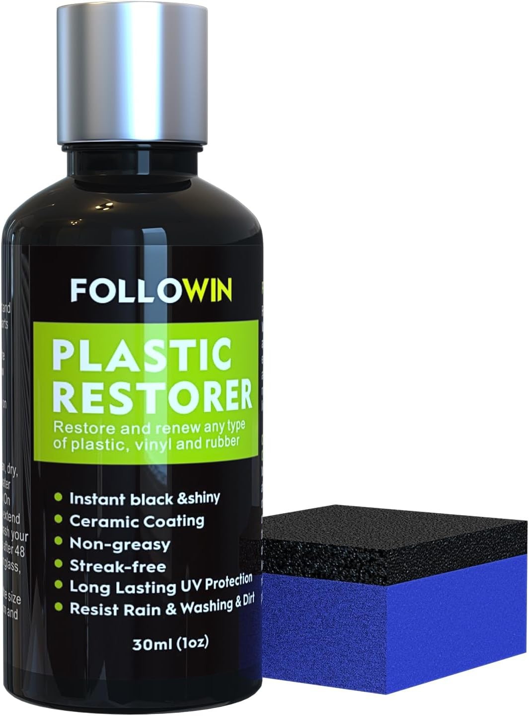 FOLLOWIN Plastic Restorer for Cars – Black Trim Restorer & Ceramic Coating, Resi