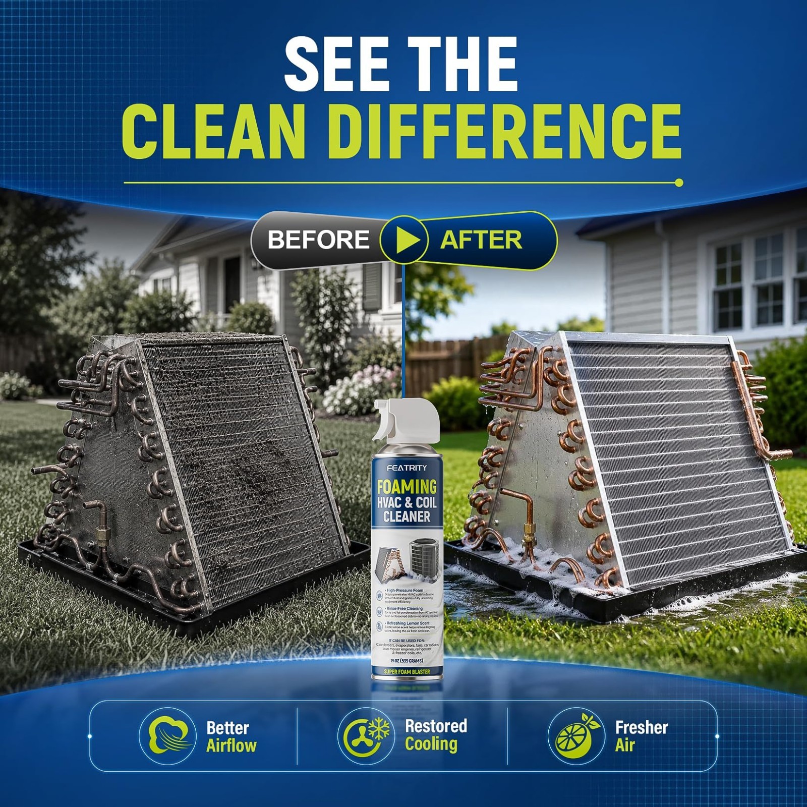 Foaming AC Coil Cleaner – Deep-Penetrating No-Rinse Foam for Evaporator & Conden