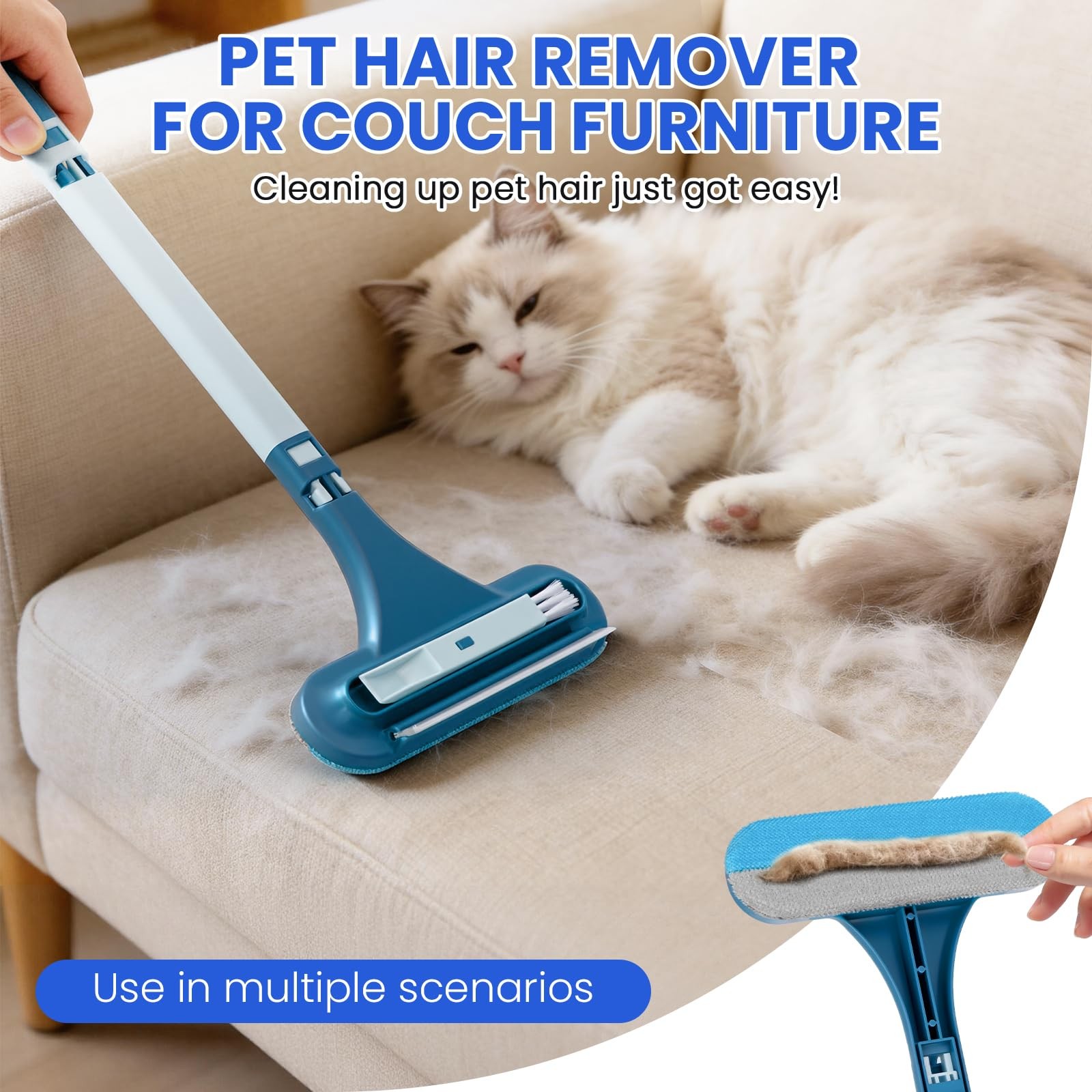 2-in-1 Screen Cleaning Brush with Squeegee – Window Mesh Cleaner & Pet Hair f…