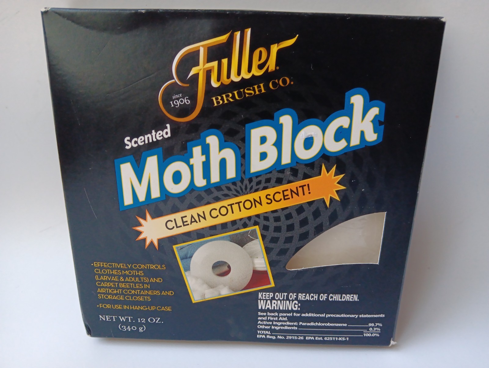 NEW OLD STOCK – Fuller Brush Co. – Scented Moth Block 12oz Clean Cotton Scent