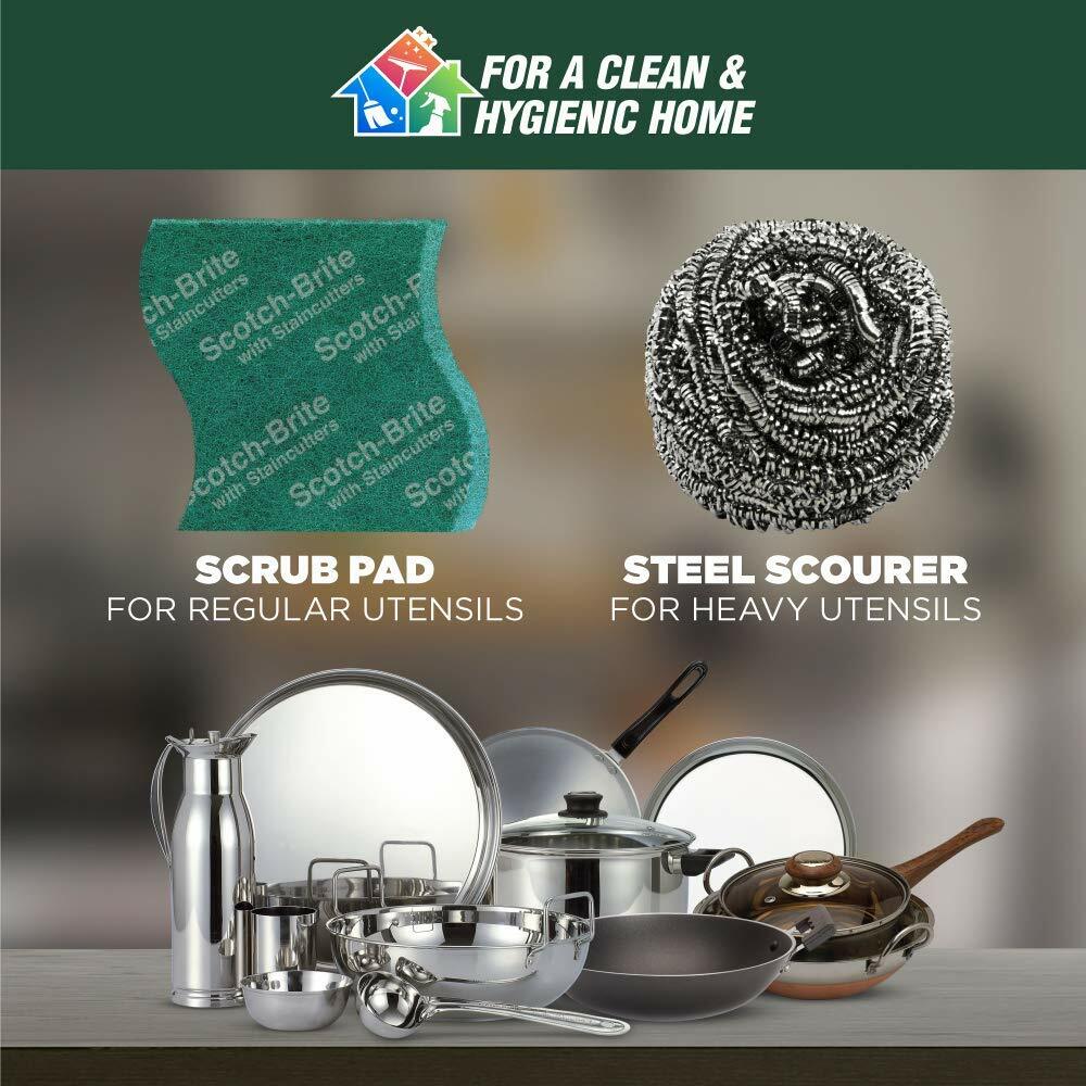Scotch-Brite 1 Stainless Steel (12 g) Scrubber & 1 Scrub pad Combo – Free Ship