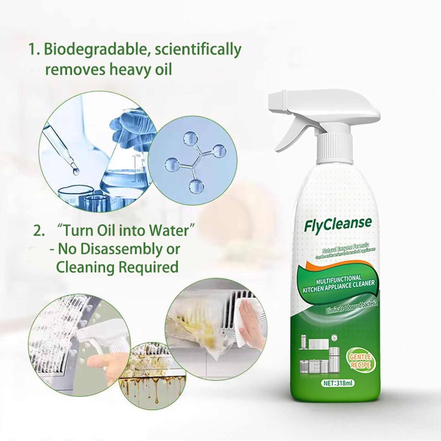 Ion Kitchen Cleaner Stain Remover Spray, Kitchen Multi-Purpose Foam Cleaner Spra