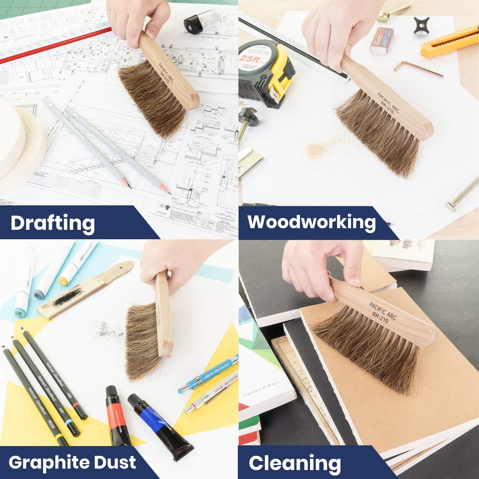 Professional Horse Hair Dust Foxtail Brush, 9 Inches for Work, Outdoor, Furnitur
