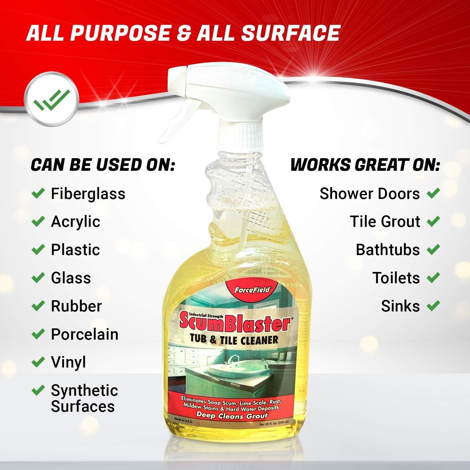ScumBlaster: Industrial Strength Soap Scum & Tile Cleaner – Lemon Scent – 32oz